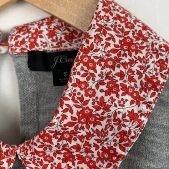 J.Crew x Liberty S Tippi Sweater Camomille Print Collar Gray Red White - Picture 5 of 15